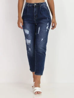 Mom Jeans En Denim à Trous