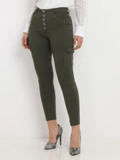 Jeans Cargo à Taille Haute