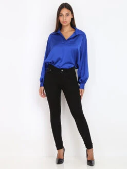 Pantalon Stretch Basique Et Moulant -Chemisier Gilet Soldes Boutique O05 C9165 1 BLK 3