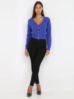 Jeans Skinny Basique -Chemisier Gilet Soldes Boutique O09 C9162 1 BLK 3