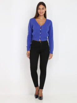 Jeans Skinny Basique -Chemisier Gilet Soldes Boutique O09 C9162 1 BLK 4