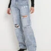 Jeans Boyfriend Destroy à Taille Haute