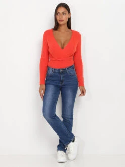 Jeans Droit Délavé -Chemisier Gilet Soldes Boutique O17 34650 BLU 4