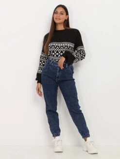 Jeans Style Jogger -Chemisier Gilet Soldes Boutique O19 B1165 DKBLU 3