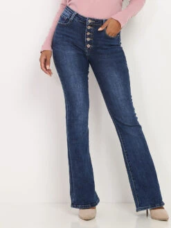Jeans Flare à Boutons