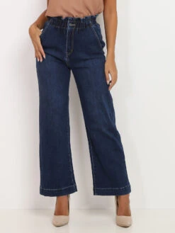 Jeans Wide Leg élastique -Chemisier Gilet Soldes Boutique P04 KW277 BLU 4