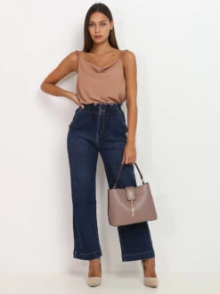 Jeans Wide Leg élastique -Chemisier Gilet Soldes Boutique P04 KW277 BLU 6