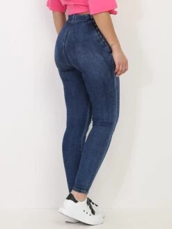 Jeans Skinny Avec Zip Et Laçage -Chemisier Gilet Soldes Boutique P07 R631 2 BLU 3