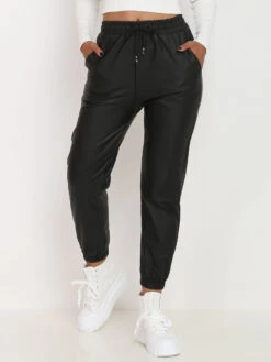 Pantalon Style Jogger En Simili Mat