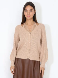 Gilet à Dentelle Et Boutons Coeurs