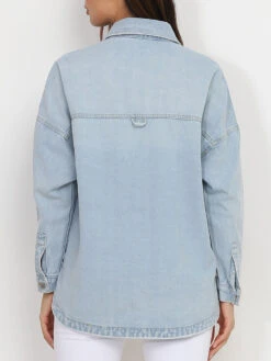 Surchemise En Jeans Oversize -Chemisier Gilet Soldes Boutique P25 L8307 LTBLU 3