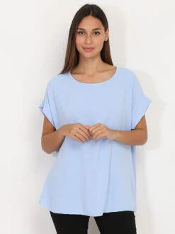 Top Fluide à Manches Retroussées