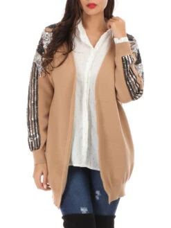 Gilet Long à Décorations En Sequins