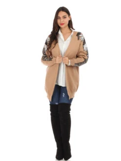 Gilet Long à Décorations En Sequins -Chemisier Gilet Soldes Boutique P34 SC9966 CML 3