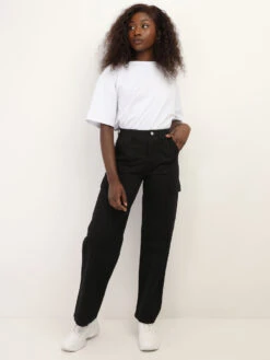 Pantalon Cargo Style Utilitaire -Chemisier Gilet Soldes Boutique Q03 H9659 BLK 3