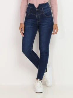 Jeans Skinny à Détails Corset