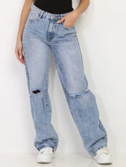 Jeans Baggy Déchiré Aux Genoux