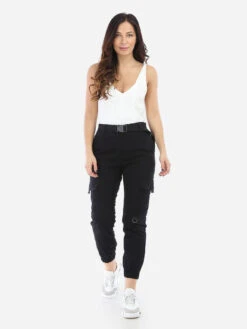 Pantalon Cargo à Ceinture Sangle -Chemisier Gilet Soldes Boutique Q09 C9050 1 BLK 3