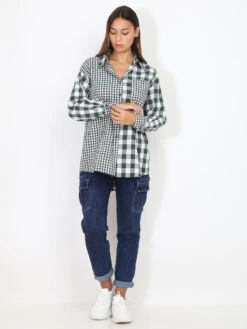 Jeans Droit Coupe Cargo -Chemisier Gilet Soldes Boutique Q10 83078 BLU 4