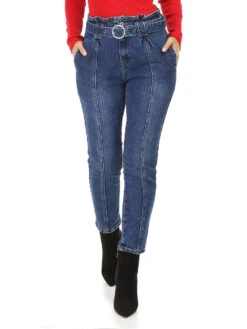 Jeans Coupe Droite Avec Ceinture