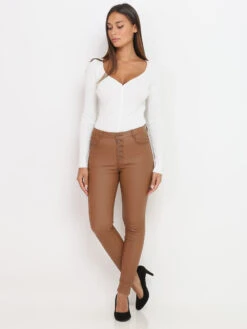 Pantalon Skinny Effet Enduit -Chemisier Gilet Soldes Boutique Q18 C9108 2 CML 3