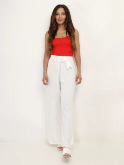 Pantalon Ample Ceinturé -Chemisier Gilet Soldes Boutique R01 HL 652 2 WHT 3