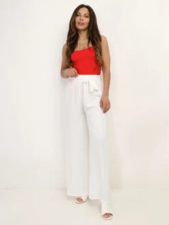 Pantalon Ample Ceinturé -Chemisier Gilet Soldes Boutique R01 HL 652 2 WHT 4