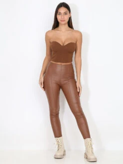 Bustier Court Corset à Zip -Chemisier Gilet Soldes Boutique R07 15003 5 BRW 3