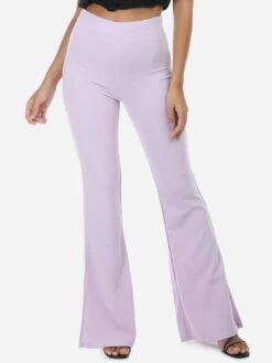 Pantalon Flare Taille Haute à Fentes