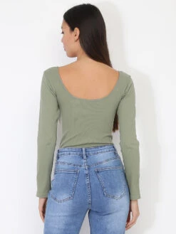 Body Côtelé Basique -Chemisier Gilet Soldes Boutique R12 E128 KHK 3