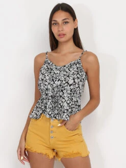 Top Court à Fleurs Et Volants