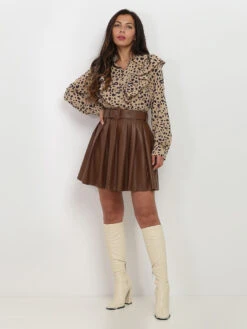 Blouse à Imprimé Et Volants -Chemisier Gilet Soldes Boutique R17 23373 BLKCML 3