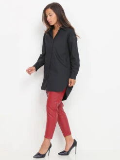 Chemise Asymétrique Oversize -Chemisier Gilet Soldes Boutique R17 26063 BLK 3