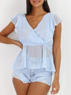 Top à Volants Et Plumetis