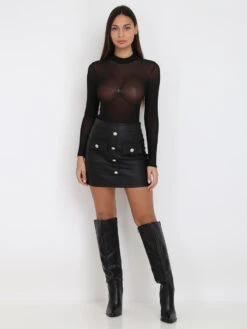 Body En Toile Moulant -Chemisier Gilet Soldes Boutique R18 21831 BLK 3