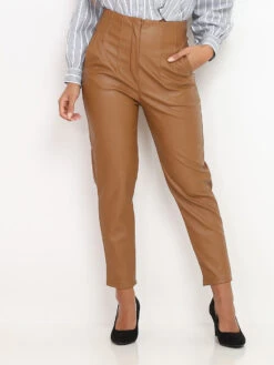 Pantalon Droit à Pinces En Simili