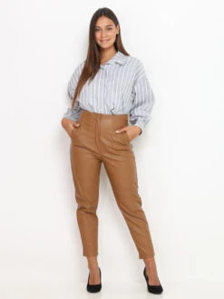 Pantalon Droit à Pinces En Simili -Chemisier Gilet Soldes Boutique R19 13195 CML 3