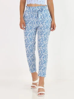 Pantalon Fluide à Imprimé Fleurs