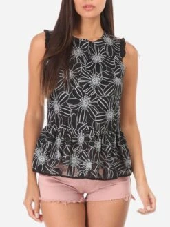 Top Peplum à Motif Fleurs