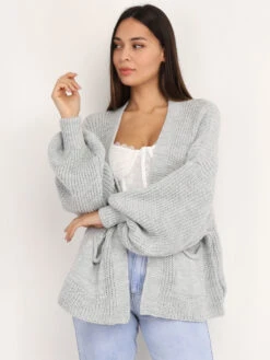 Gilet En Grosse Maille Ajourée -Chemisier Gilet Soldes Boutique RK08 2259 GRY 3