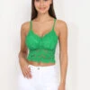 Crop Top Vert à Dentelle Vert