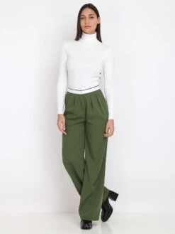 Pantalon Ample Style Dad -Chemisier Gilet Soldes Boutique S02 30064 KHK 4