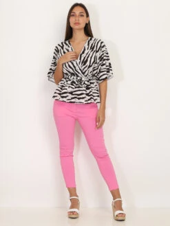 Top Cache Cœur à Motif Tigré -Chemisier Gilet Soldes Boutique S03 2611 1 BGEBLK 3