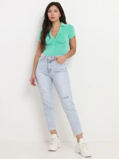 Body Pailleté Avec Col à Revers En V 5 Body Pailleté Avec Col à Revers En V -Chemisier Gilet Soldes Boutique S11 22810 GRN 3