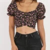 Crop Top à Fleurs Et à Nouer