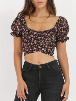 Crop Top à Fleurs Et à Nouer