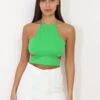 Crop Top Vert Cut Out à Laçage Vert