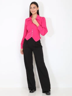 Top Style Veston Plissé -Chemisier Gilet Soldes Boutique S12 36215 FSH 3