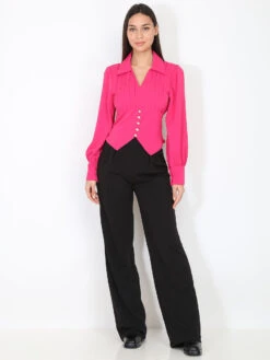 Top Style Veston Plissé -Chemisier Gilet Soldes Boutique S12 36215 FSH 4