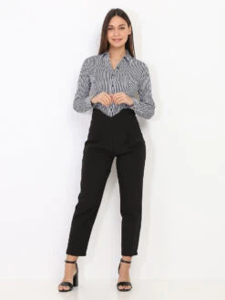 Chemise Cintrée à Rayures -Chemisier Gilet Soldes Boutique S12 AWYT0210 BLKWHT 3